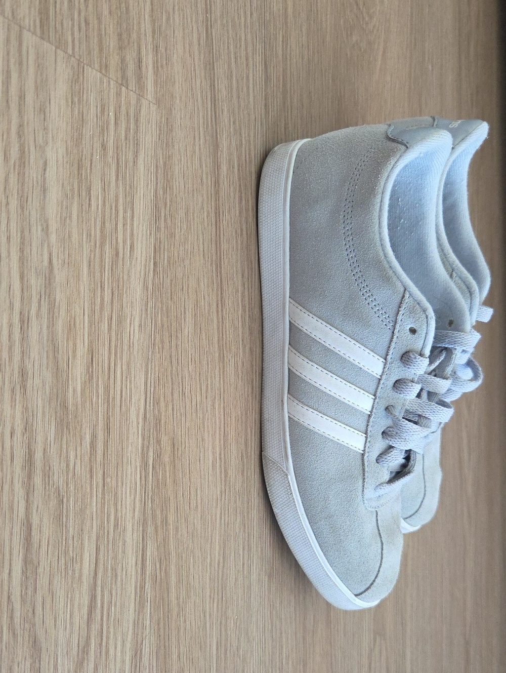 Adidas Light Gray Suede Sneakers with White Stripes (Women's US Size 9)